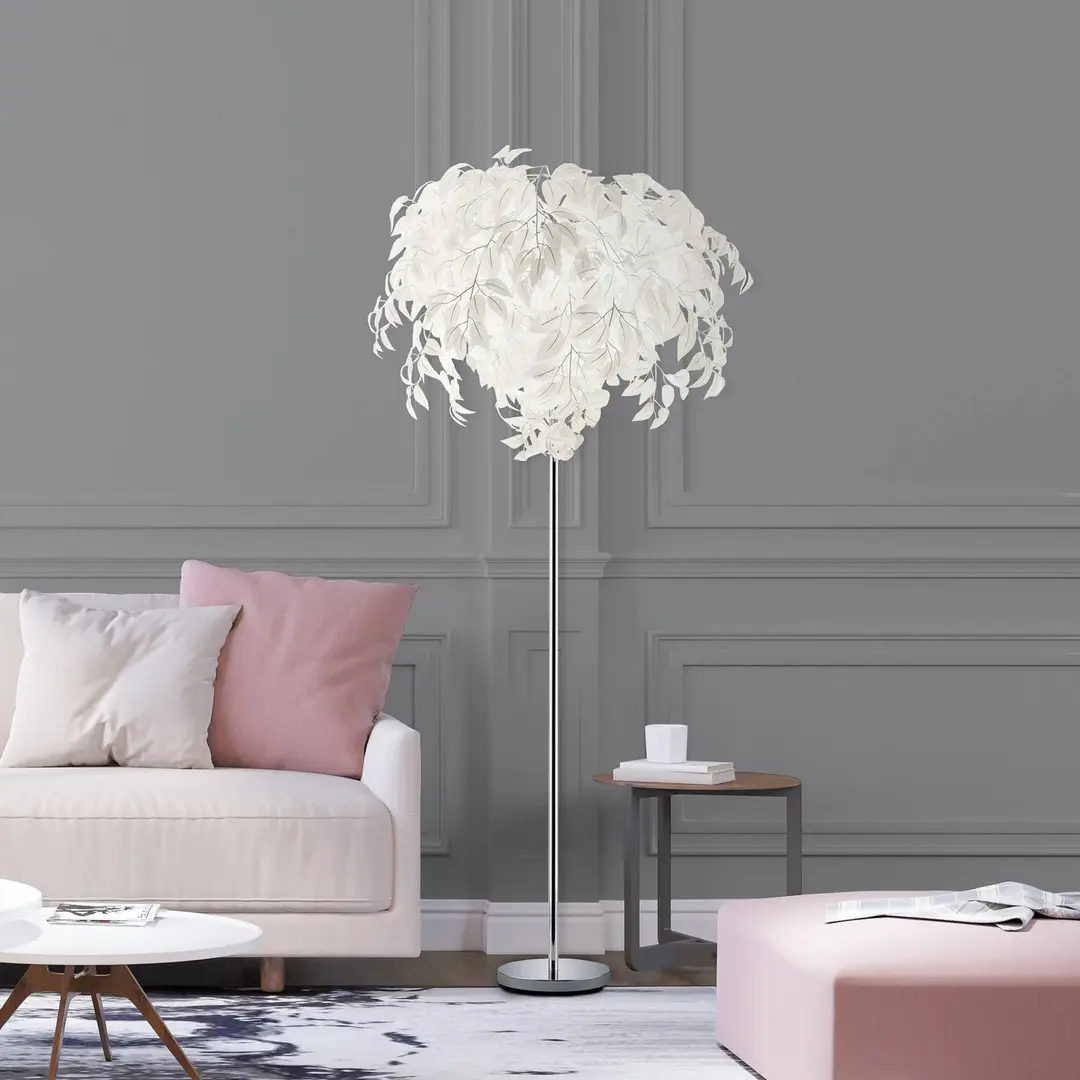 Reality Leuchten Stehlampe Leavy, Höhe 180 cm, chrom/weiß, Metall/Kunststoff