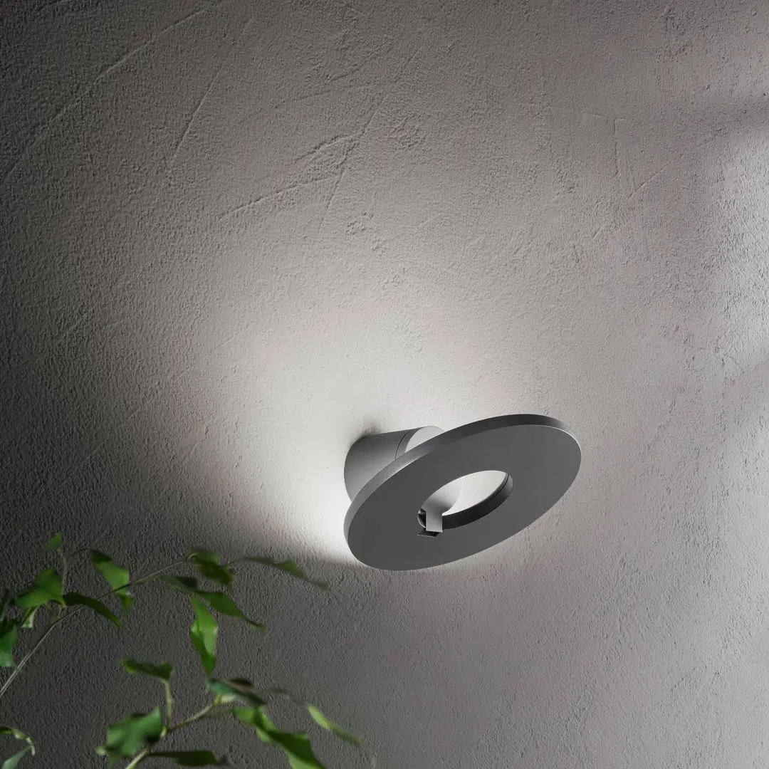 Fabas Luce LED-Außenwandlampe Elite, dunkelgrau, Metall, Ø 24 cm, IP54