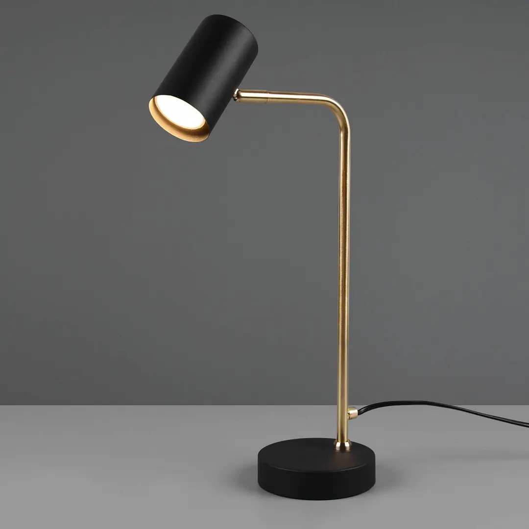 Trio Lighting Tischleuchte Marley, schwarz/messing, Höhe 45 cm, Metall