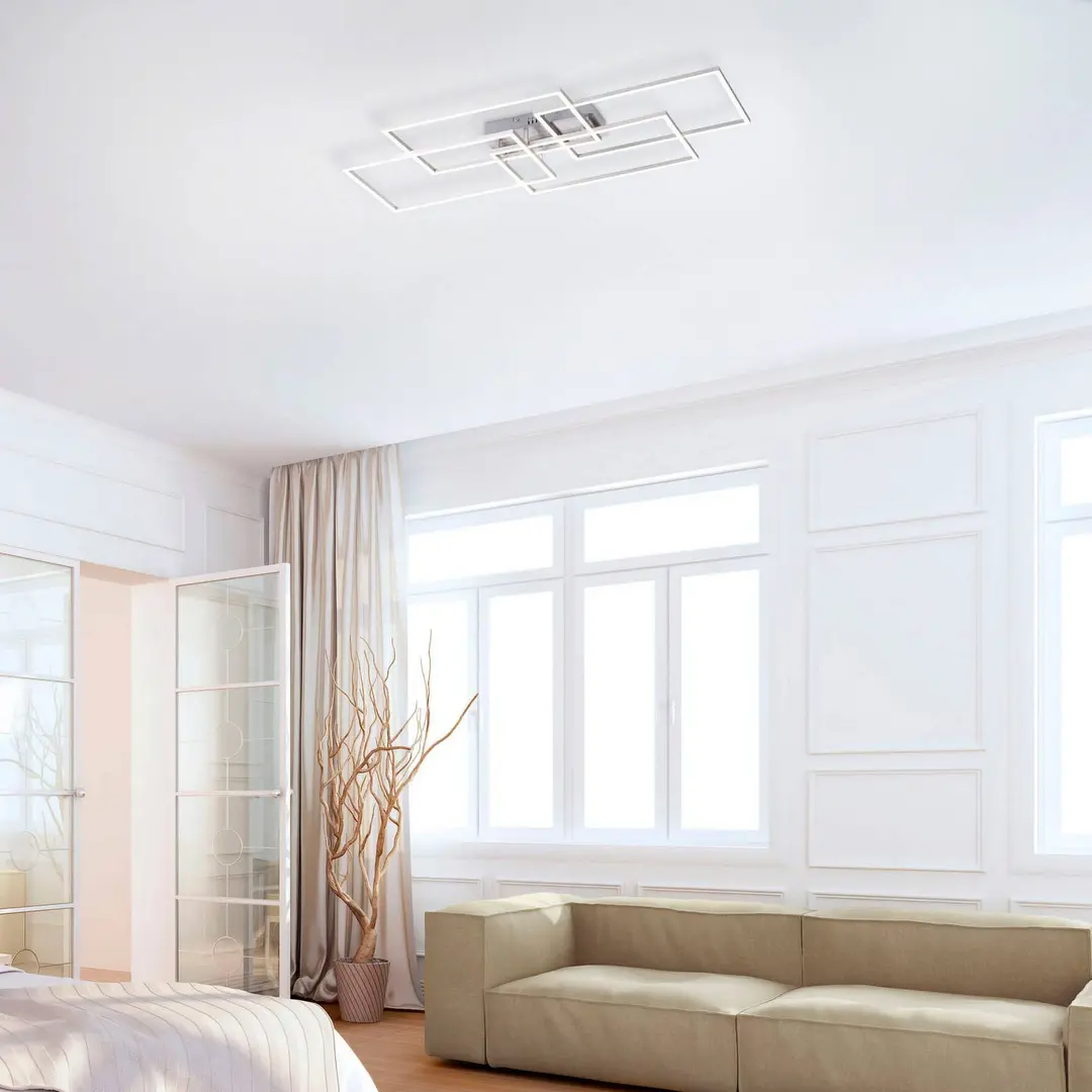 JUST LIGHT. GmbH LED-Deckenleuchte Iven, dim, stahl, 95x51,5cm