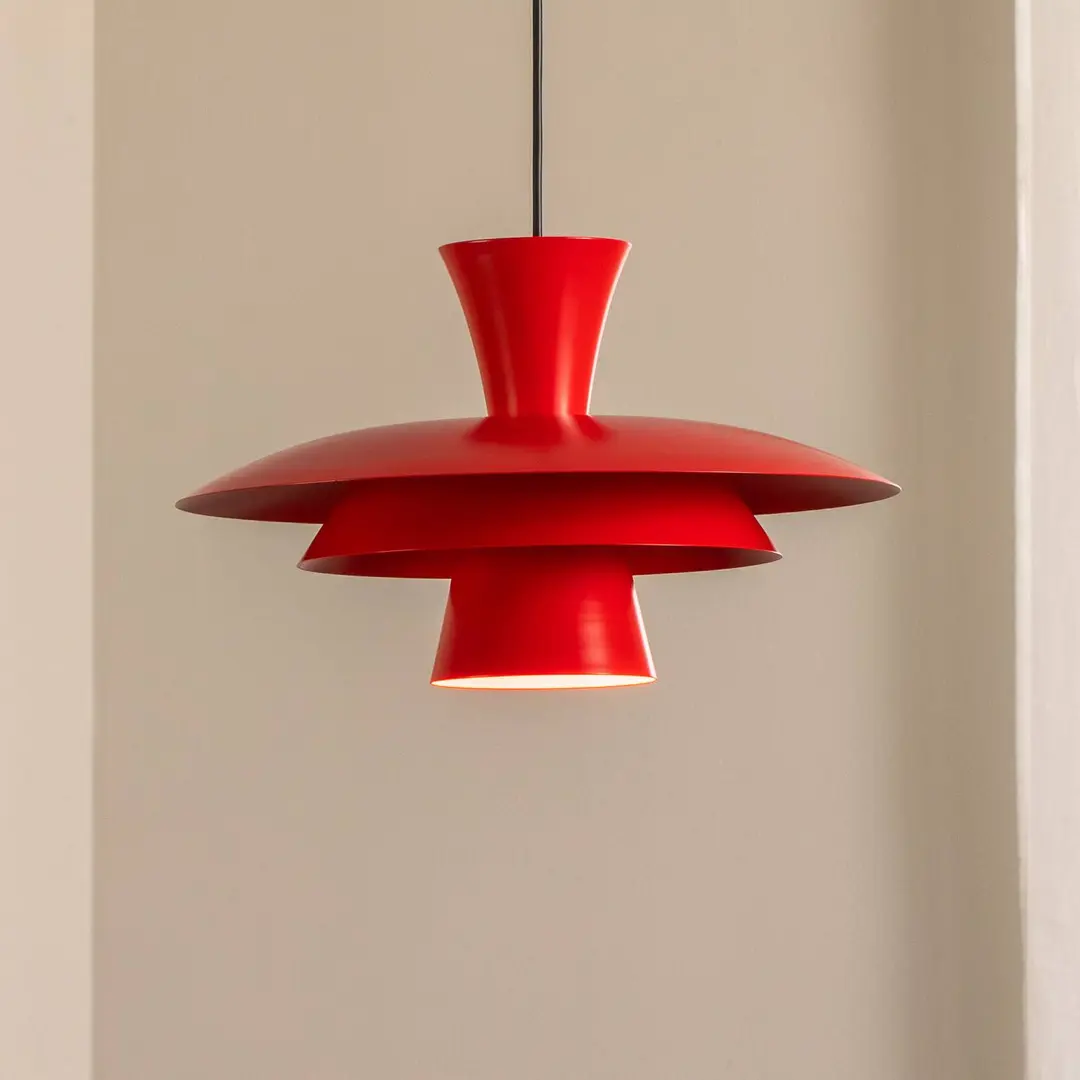 Luminex Hängeleuchte Plato, rot, Metall, Ø 38 cm, E27