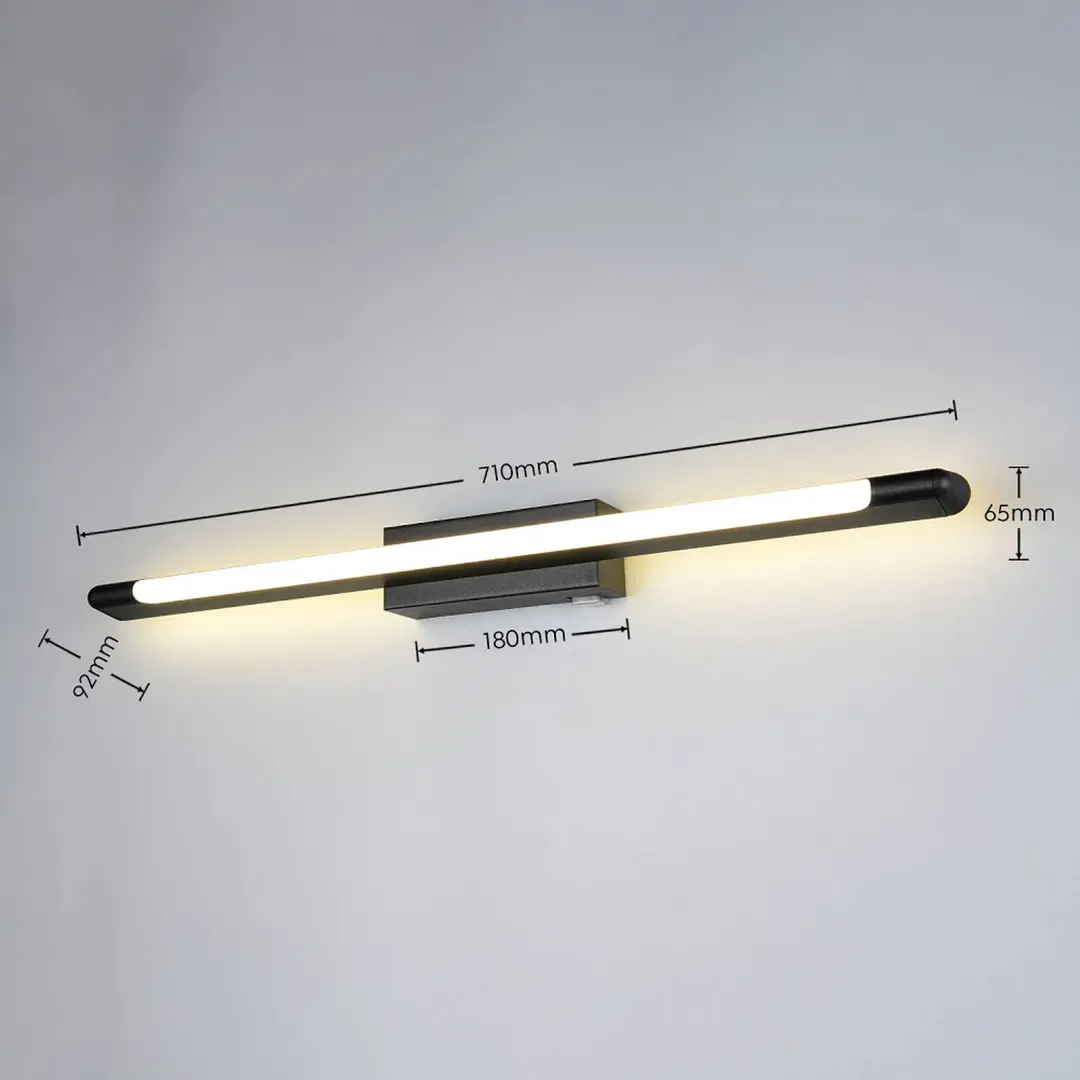 Trio Lighting LED-Wandlampe Alberto schwarz, Breite 71 cm IP44