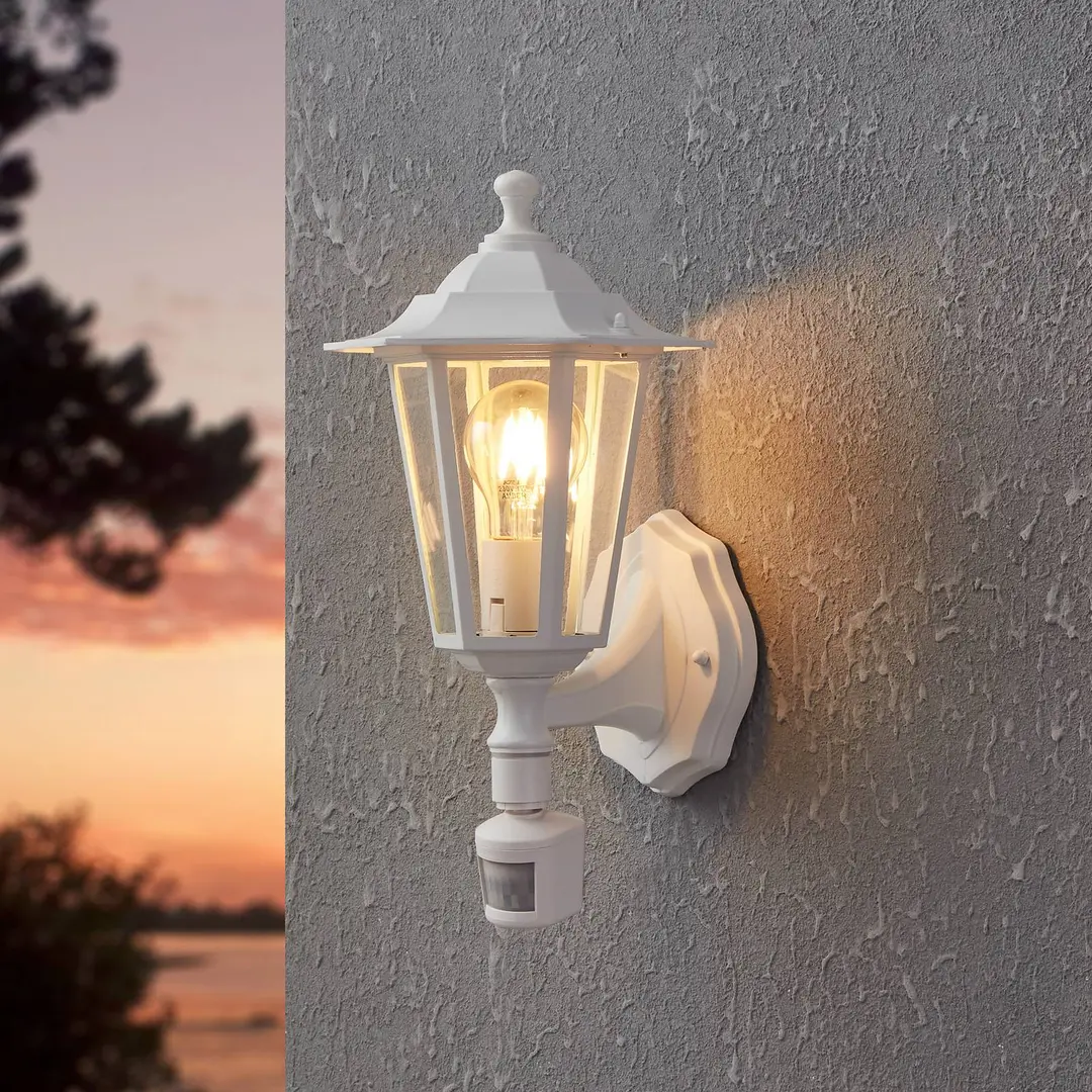 EGLO Außenwandlampe Laterna 5, weiß, Höhe 36 cm, Metall, Sensor