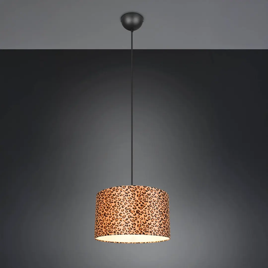 Reality Leuchten Hängelampe Pardina, braun gescheckt/schwarz, Ø 40 cm, Metall