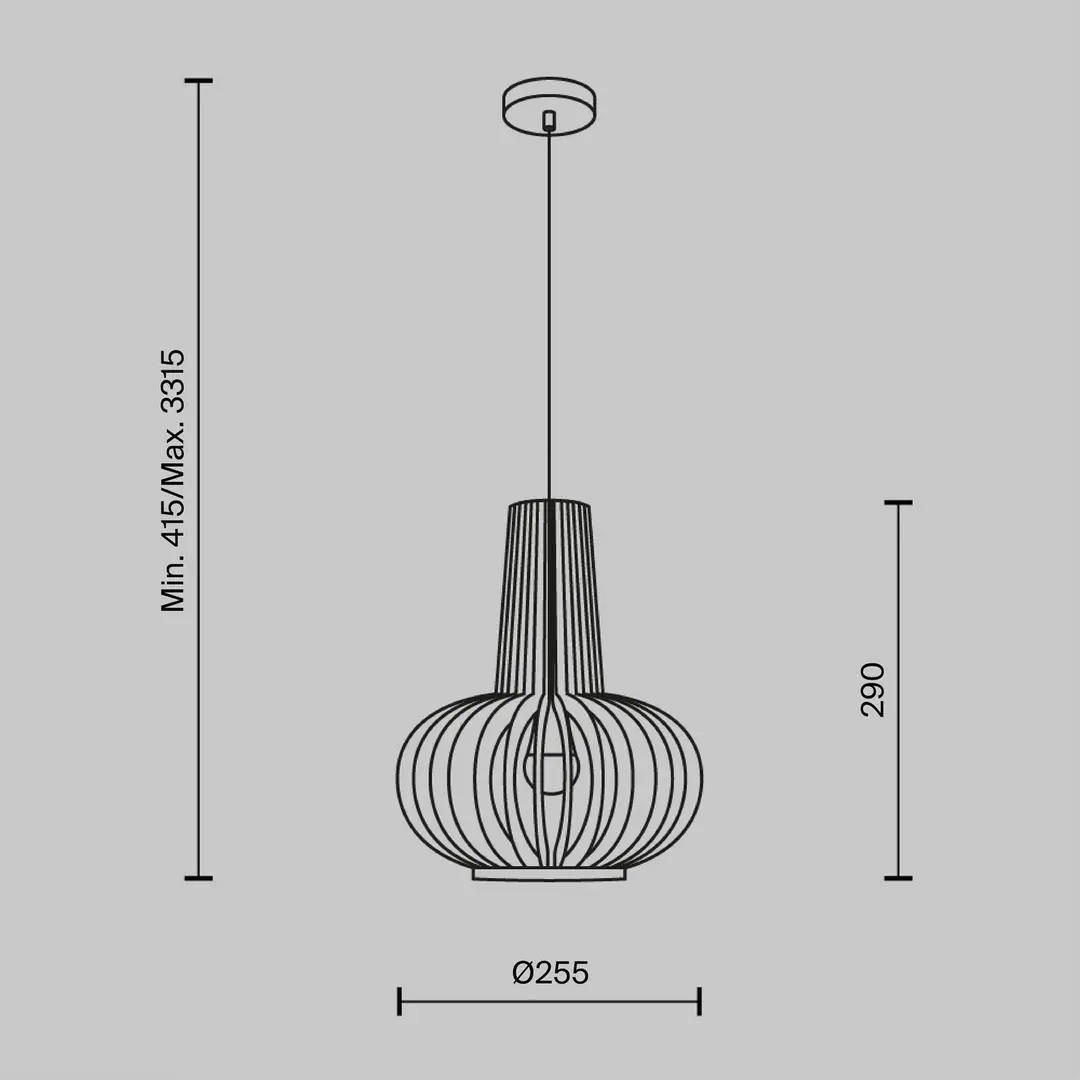 Maytoni Hängelampe Roots, Ø 25 cm, Höhe 29 cm, Holz/schwarz