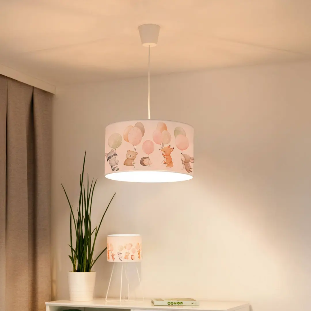 Duolla Hängeleuchte Freddy, Ø 35 cm, Stoff, bunt, Tiere, E27
