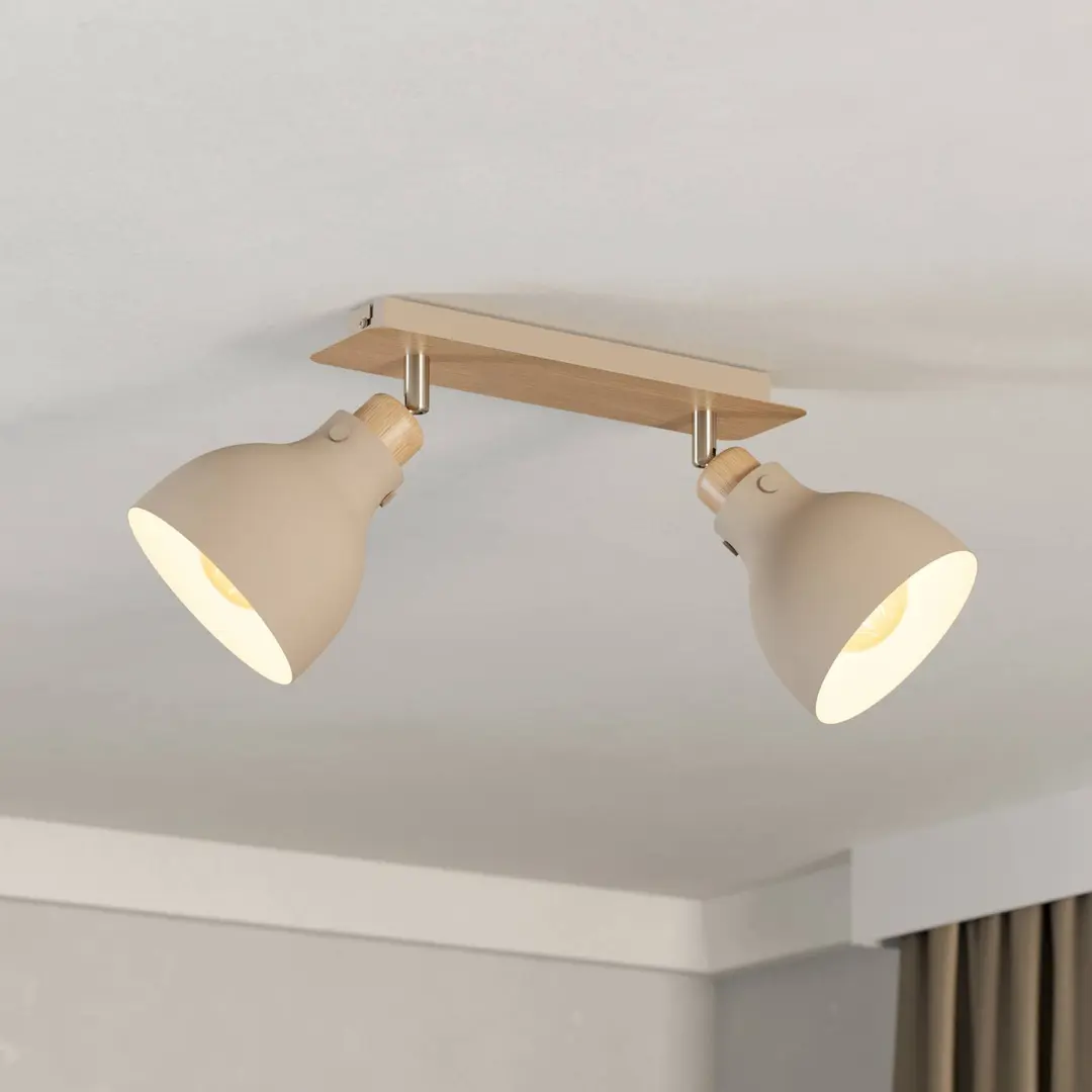 EGLO Deckenleuchte Arrecife sand/Holzoptik, zweiflammig