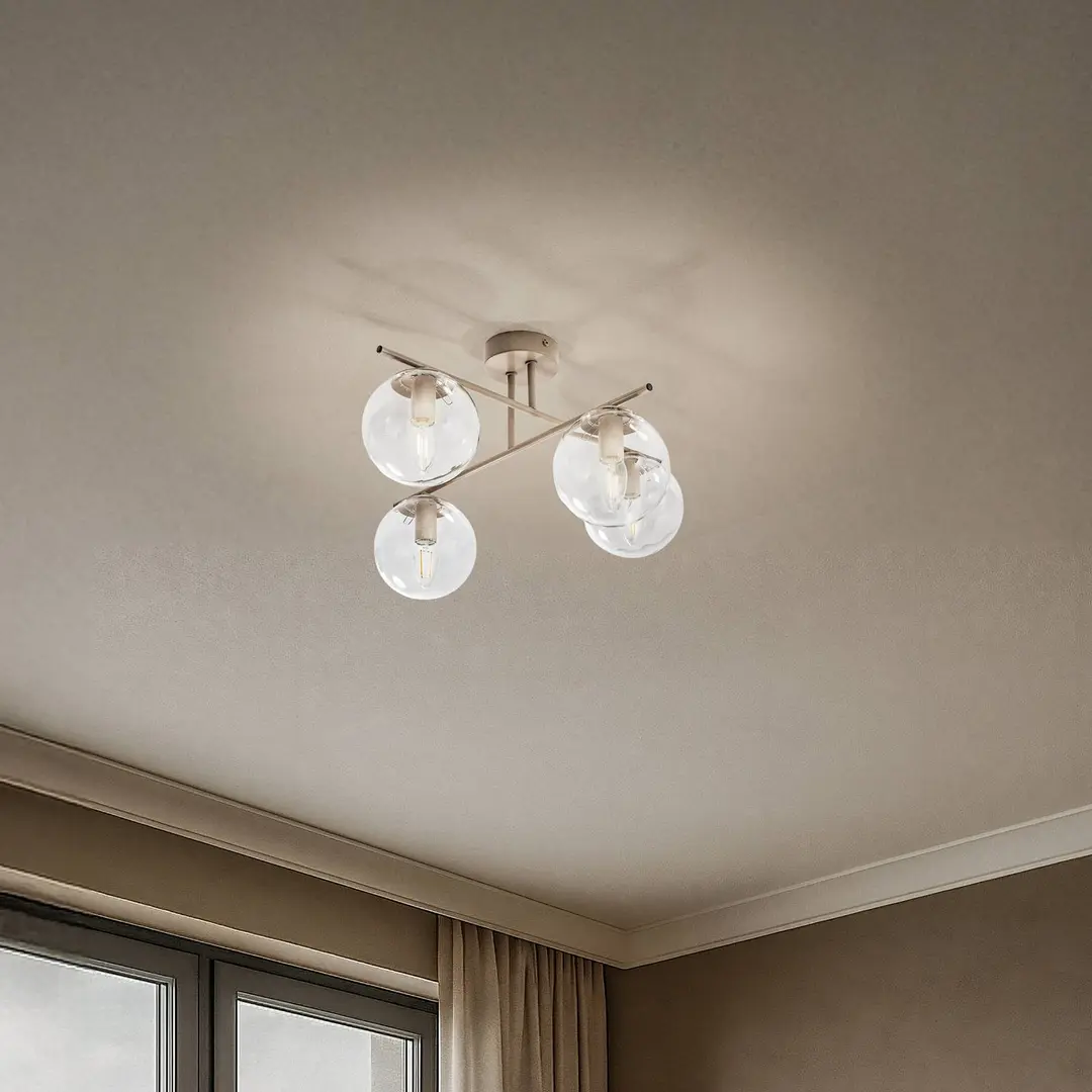 Domiluce Deckenleuchte Zoe, beige, Länge 51 cm, Glas, 4-flammig, E14