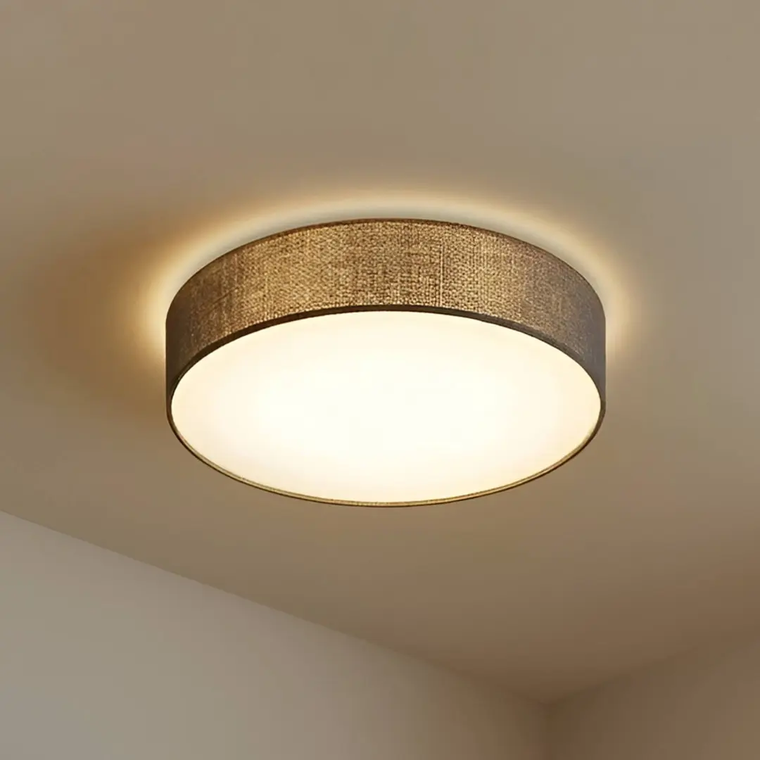 Lindby Deckenleuchte Sebatin, Ø 50 cm, grau, Stoff, E27