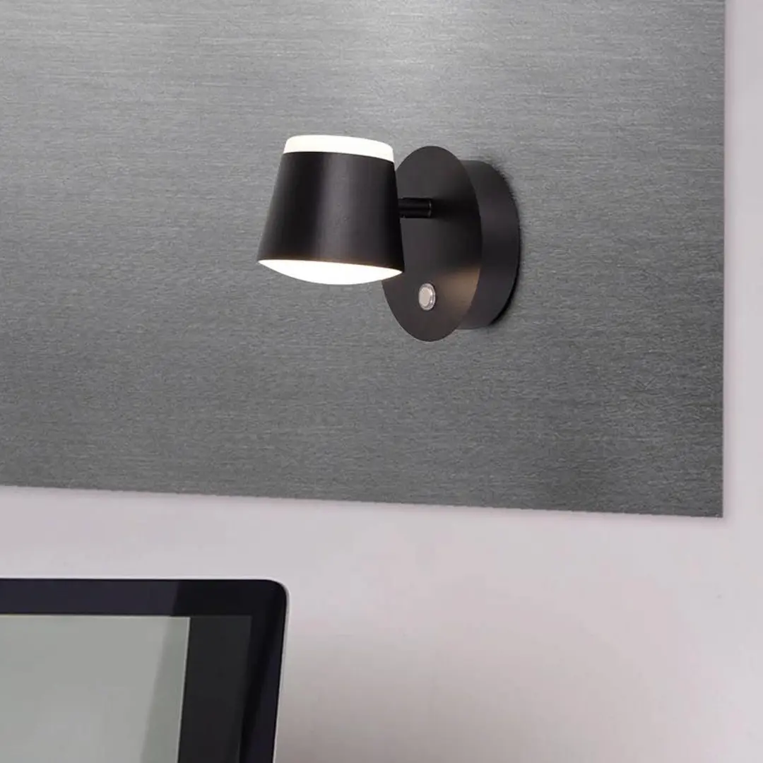 Naeve Leuchten LED-Wandleuchte Tondo Akku, magnetisch, schwarz