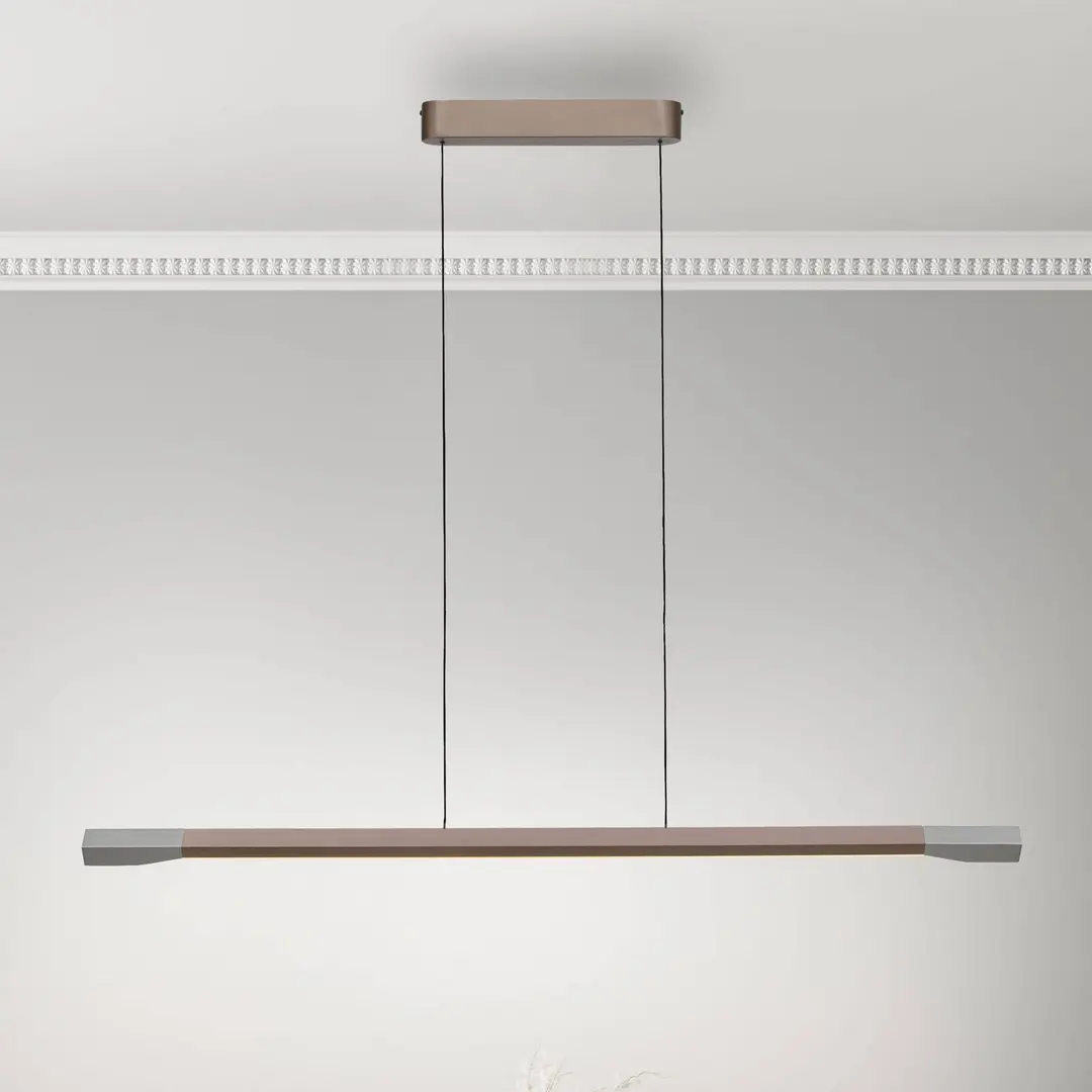 Paul Neuhaus LED-Hängelampe Hoop, braun, 128 cm, dimmbar