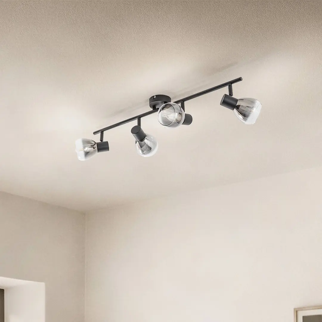 Lindby Deckenleuchte Pendura, 4-flammig, schwarz, Glas