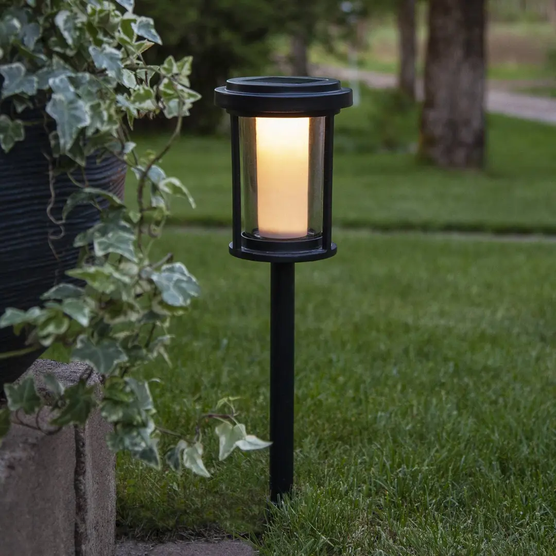STAR TRADING LED-Solar-Erdspießleuchte Alippa, schwarz, Höhe 44 cm Metall
