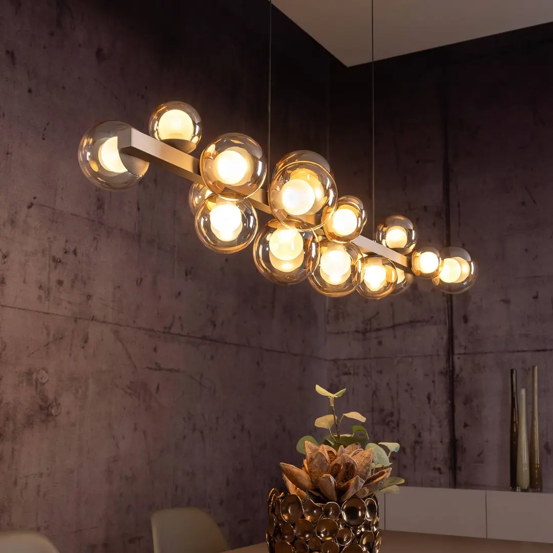 Pure LED-Hängelampe PURE E-Popup, bronce, Glas, CCT, 18-flg.