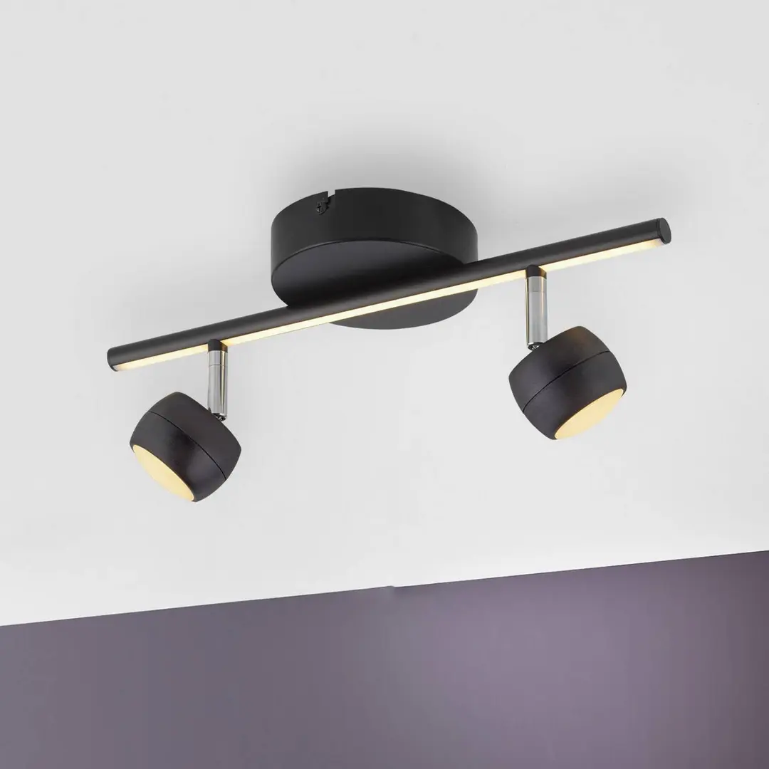JUST LIGHT. GmbH JUST LIGHT. LED-Deckenspot Jarik, 2-fl., schwarz, 3.000 K
