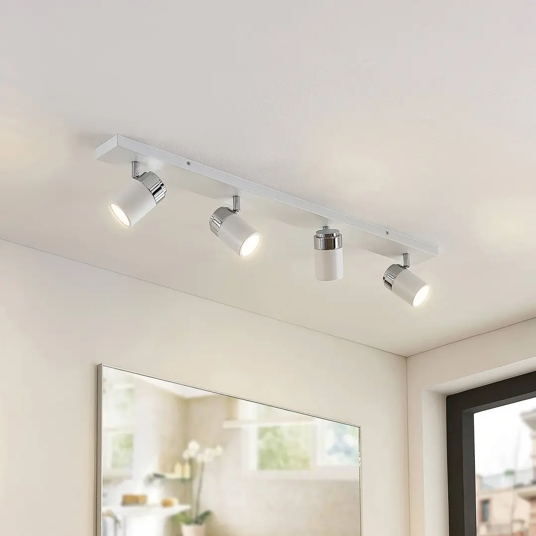 Lindby Strahler Kardo, 4-flammig, weiß, Metall, IP44
