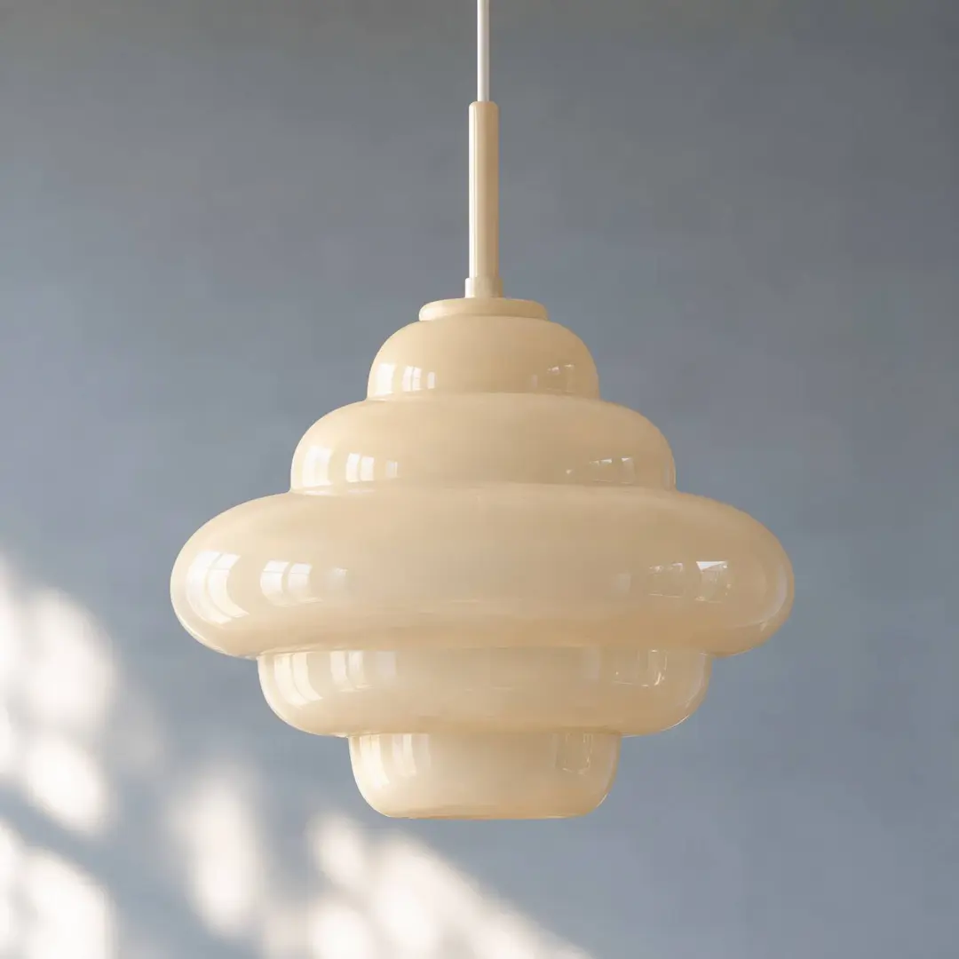 Lucande Hängeleuchte Leilani, Ø 35 cm, gelb, E27, Glas