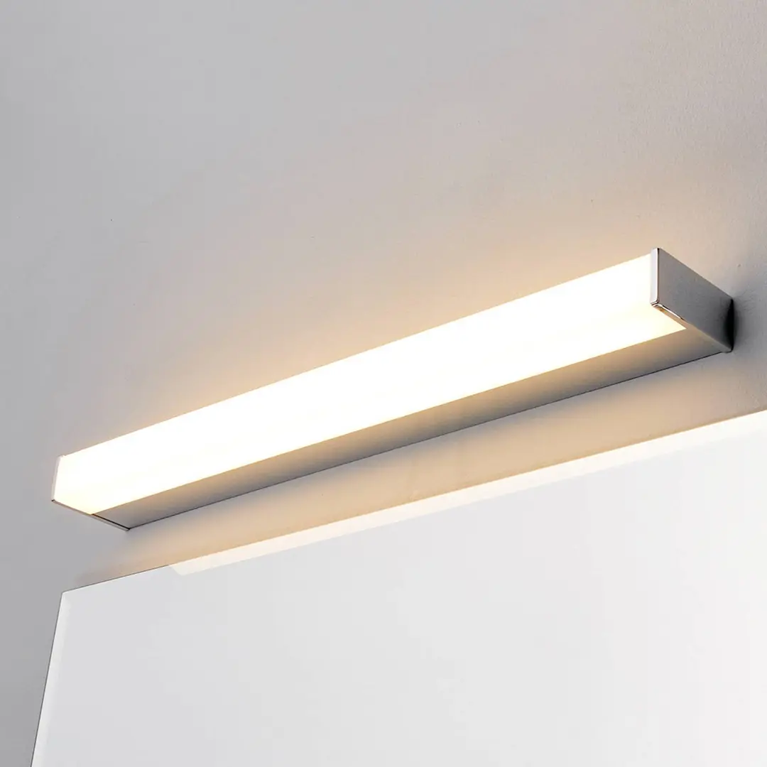 Lindby LED-Wandlampe Philippa, eckig, 59 cm, chrom, IP44