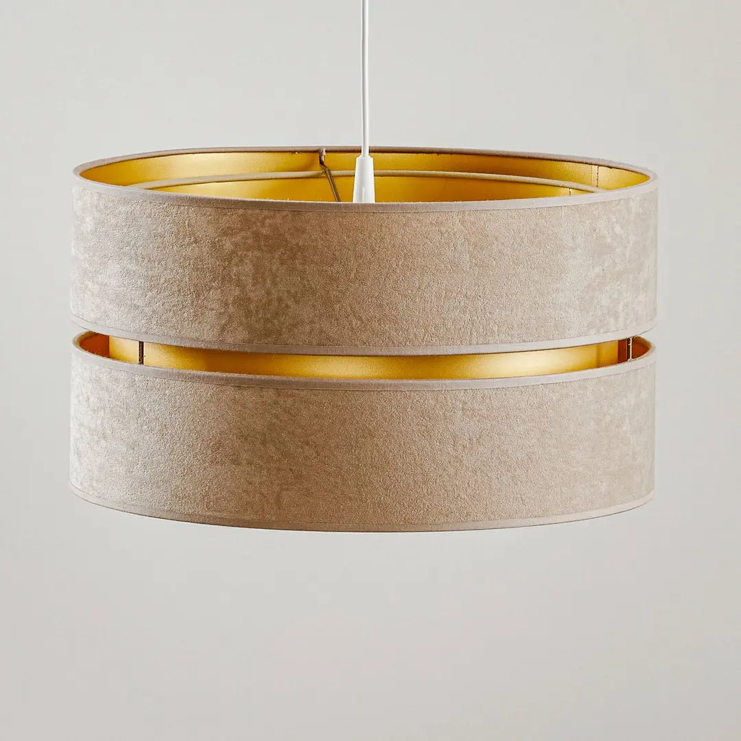 Duolla Hängeleuchte Duo, beige/gold, Ø40cm, 1-flammig