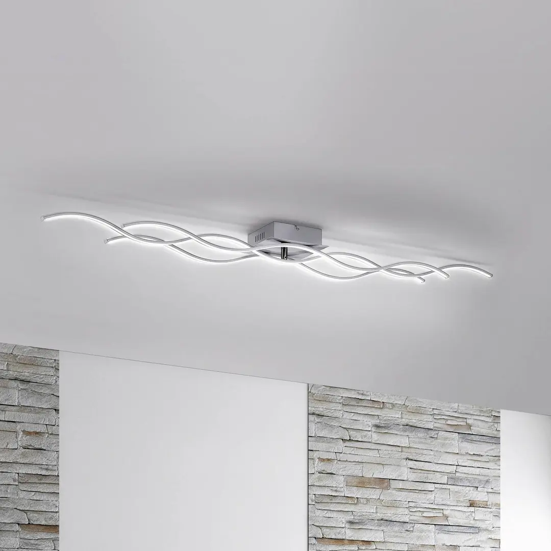 JUST LIGHT. GmbH LED-Deckenlampe Wave 3.000K 139,5x16cm stahl