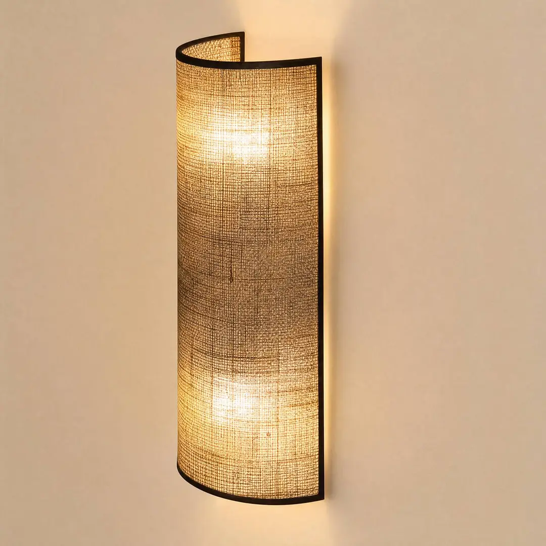 Duolla Wandlampe Nature, jute/schwarz, Höhe 40cm, Textil, up/down