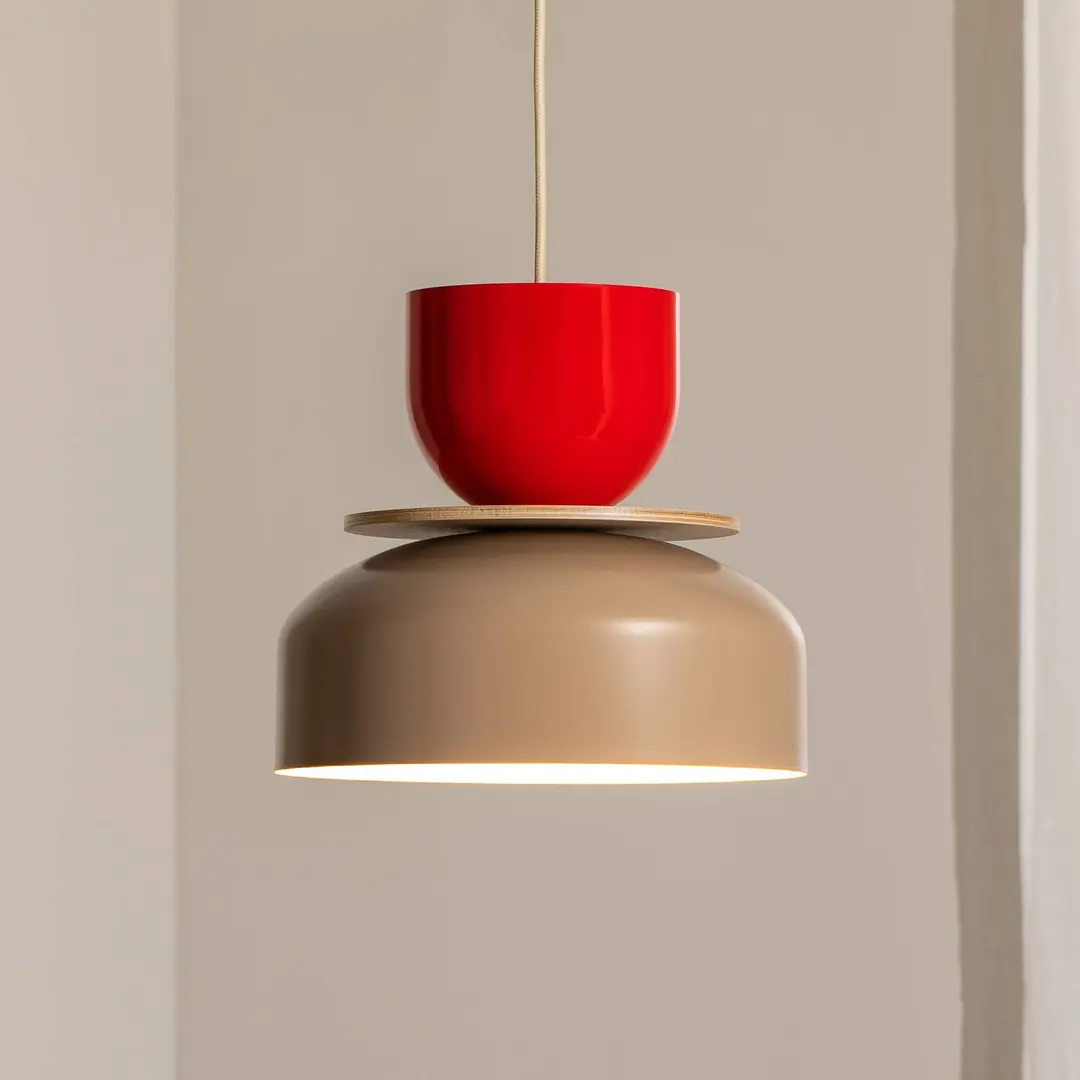 ALDEX Hängeleuchte Uto, beige/rot, Ø 30 cm, Metall