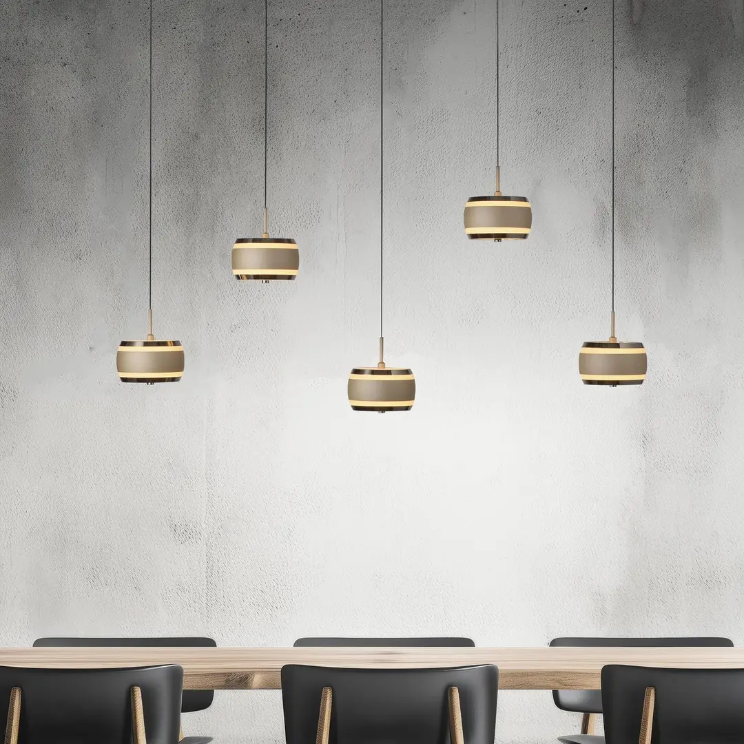 Pure LED-Hängelampe PURE Falling Rings, bronze Länge 101 cm 5-fl.
