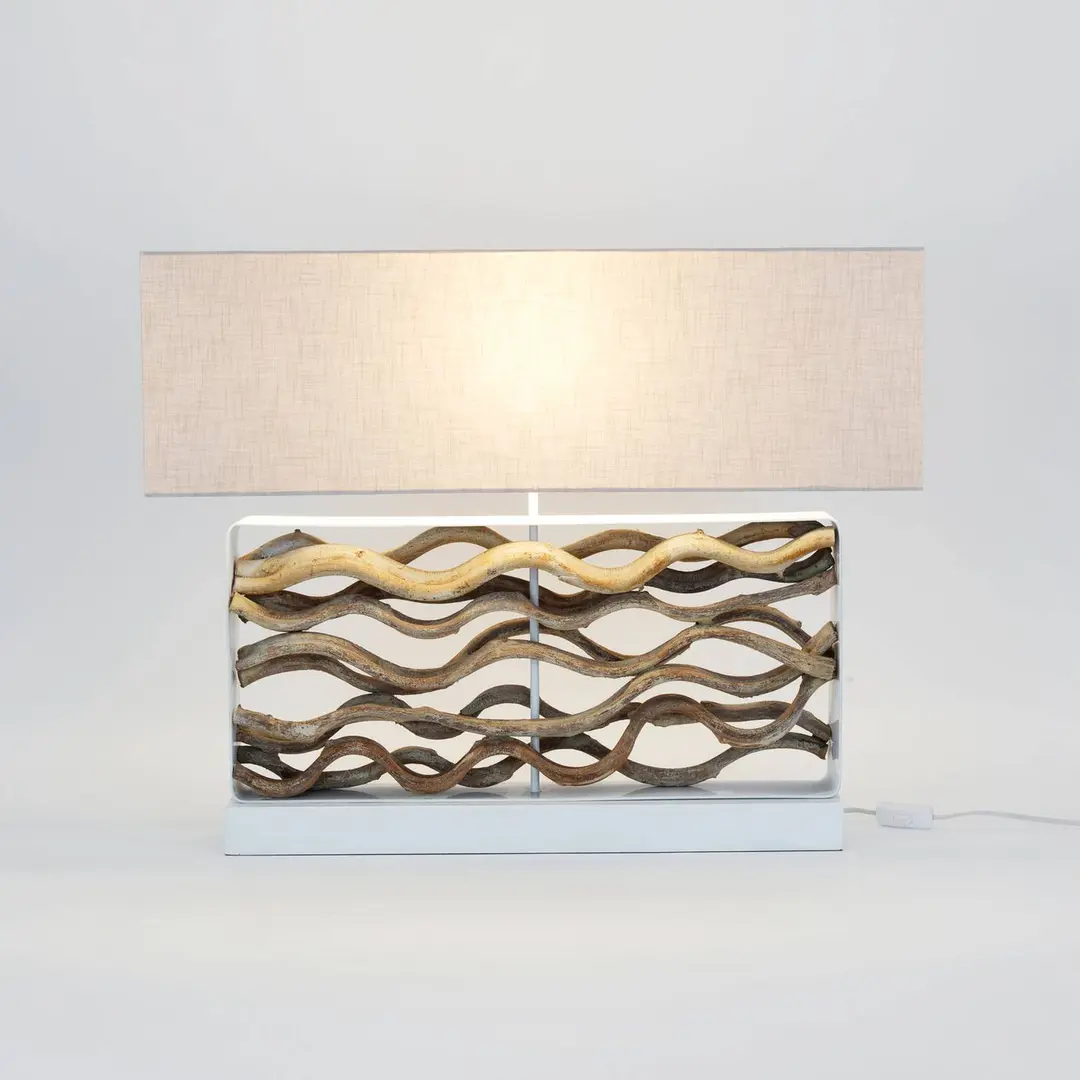 Holländer Tischleuchte Tremiti, holzfarben/beige, Höhe 67 cm, Holz