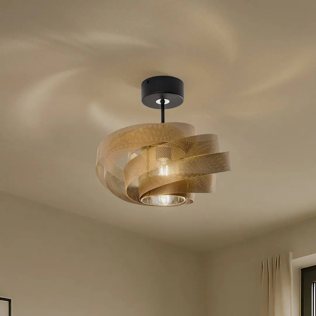 Domiluce Deckenleuchte Vento, schwarz/gold, Metall, Ø 40 cm, E27