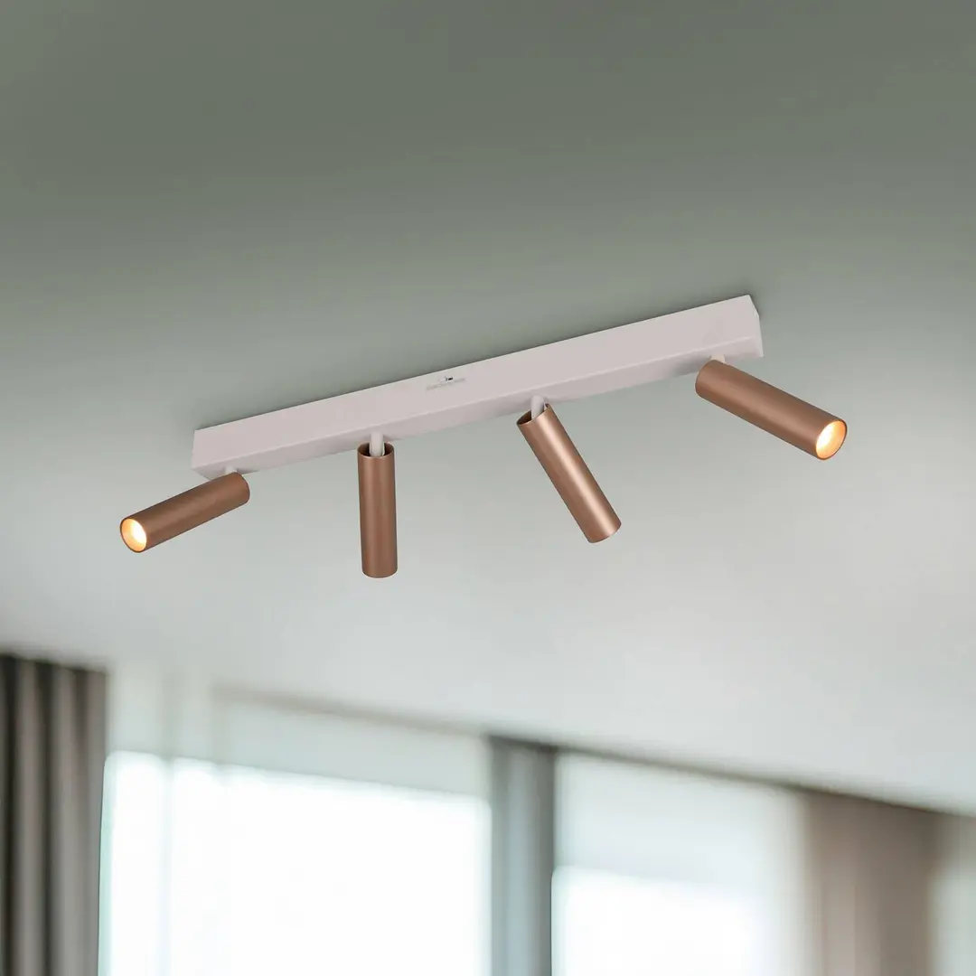 Trio Lighting LED-Deckenstrahler Ambala, Länge 65 cm, grau/braun, 4-flg.