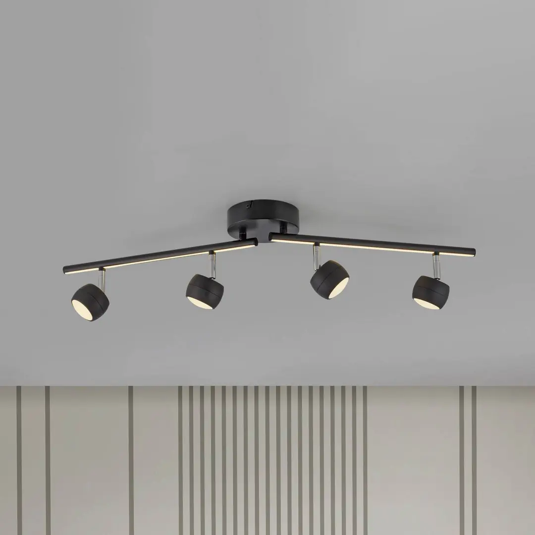 JUST LIGHT. GmbH JUST LIGHT. LED-Deckenspot Jarik, 4-fl., schwarz, 3.000 K