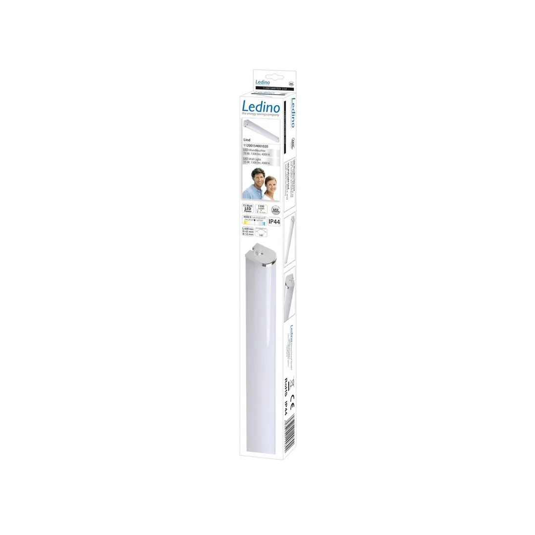 Ledino LED-Bad-Wandleuchte Lind IP44 4.000 K chrom/weiß