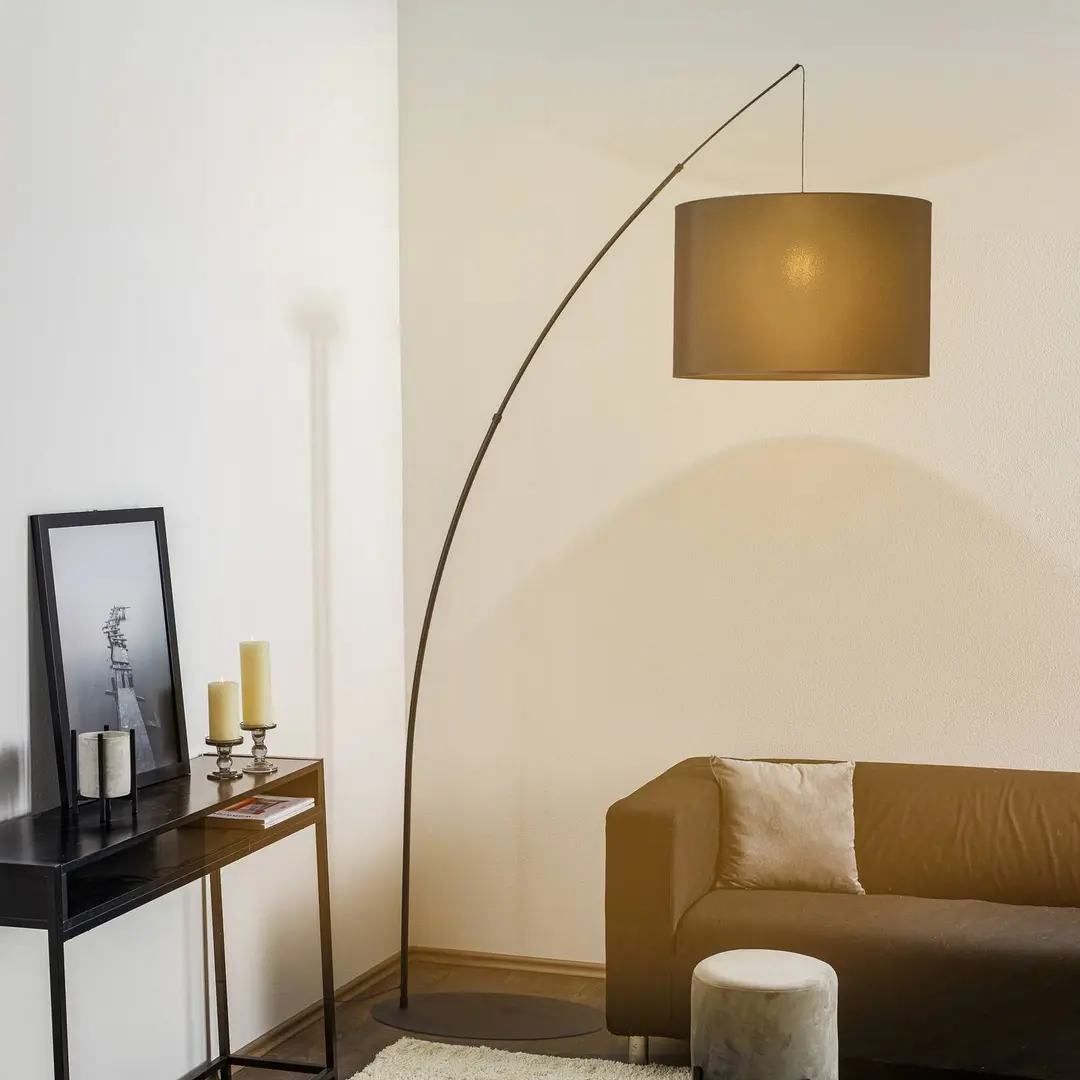 TK Lighting Stehleuchte Moby Black mit Textilschirm