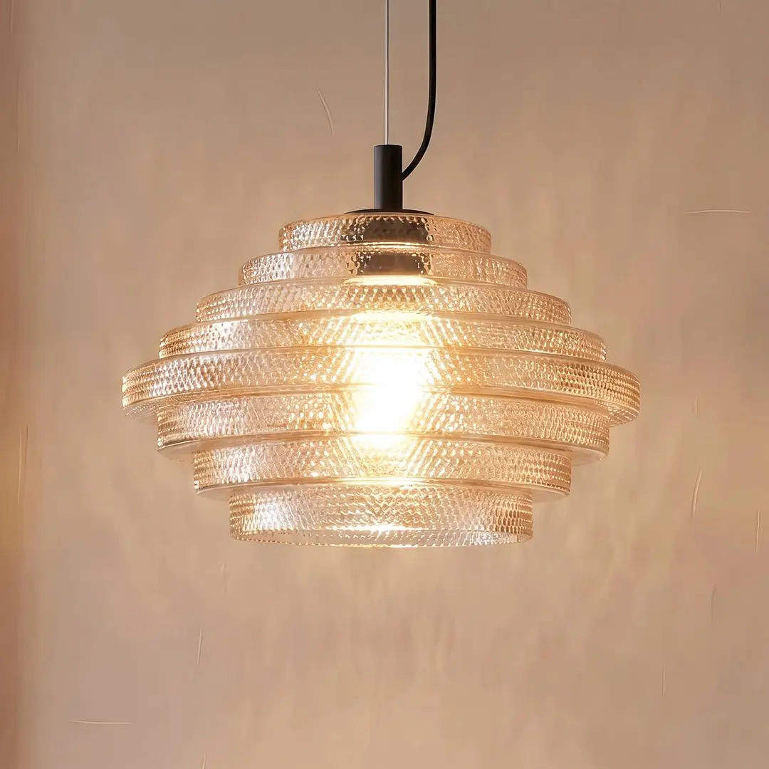 Lindby Pendelleuchte Orliana, Ø 35 cm, amber, Glas