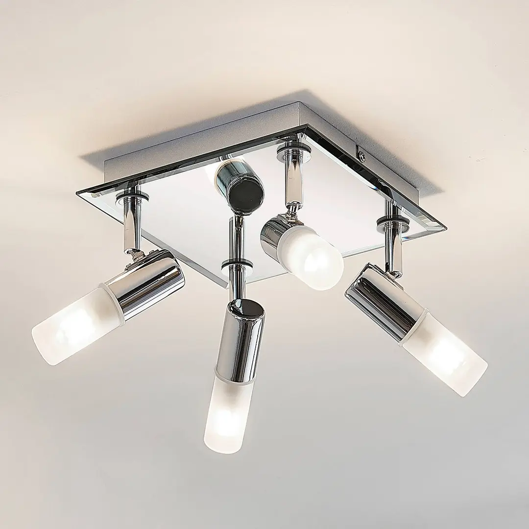 Lindby Bad-Deckenleuchte Zela, 32 cm, chrom, 4-flg., IP44