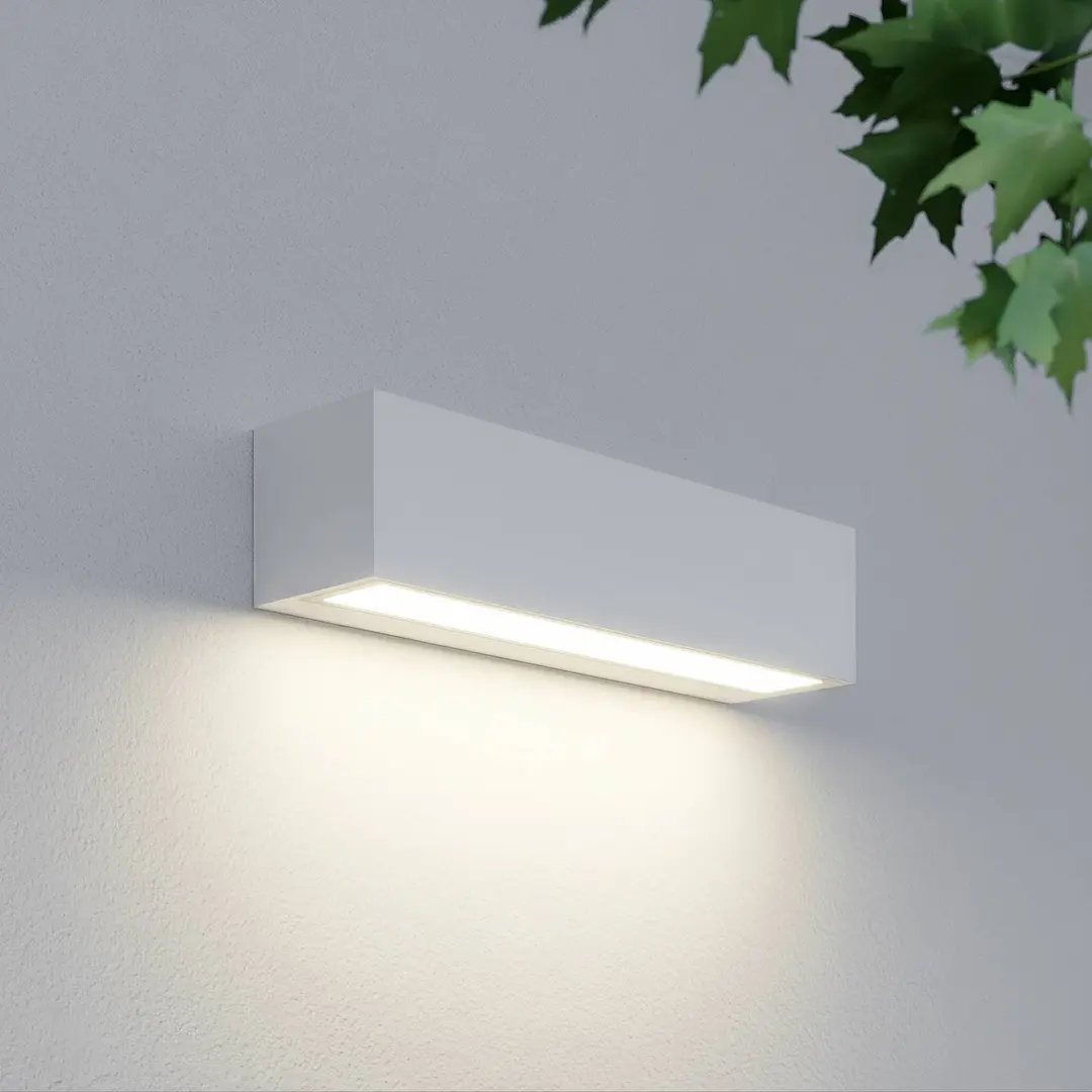 Lucande LED-Außenwandleuchte Lengo, 25cm, weiß, down, 3000K