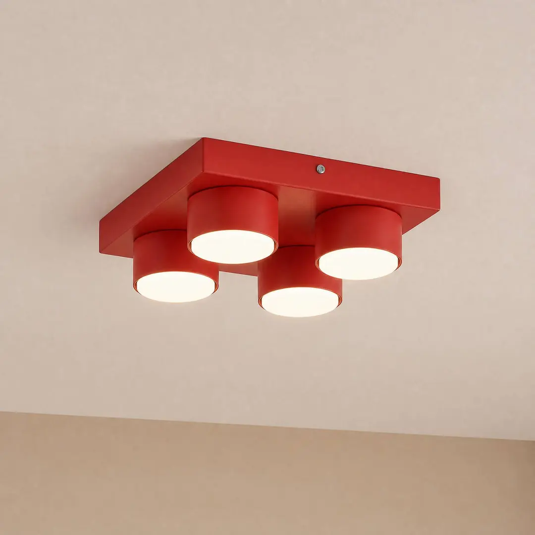 TK Lighting Deckenlampe Brix, rot, 23 cm lang, 4-flammig, GX53