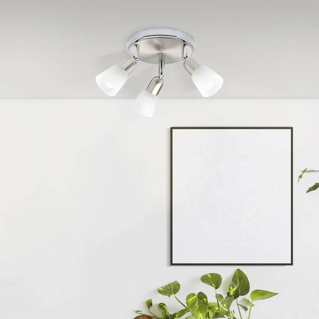 Brilliant Deckenstrahler Sofia, eisen/chrom/weiß, Ø 20 cm, 3-flg.