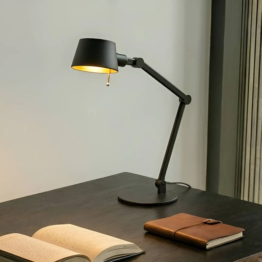 Lucande Tischleuchte Silka, 93 cm, schwarz, verstellbar, E27