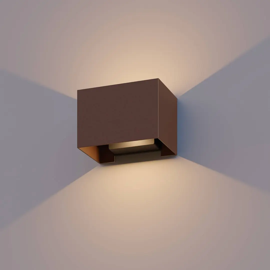 Calex Außenwandleuchte Rectangle up/down Höhe 10cm rostbraun