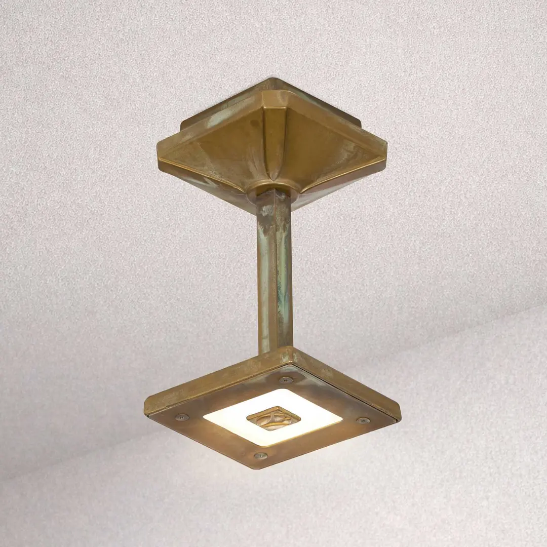 Moretti Luce LED-Außendeckenleuchte Aura Frame, Höhe 20 cm, messing antik