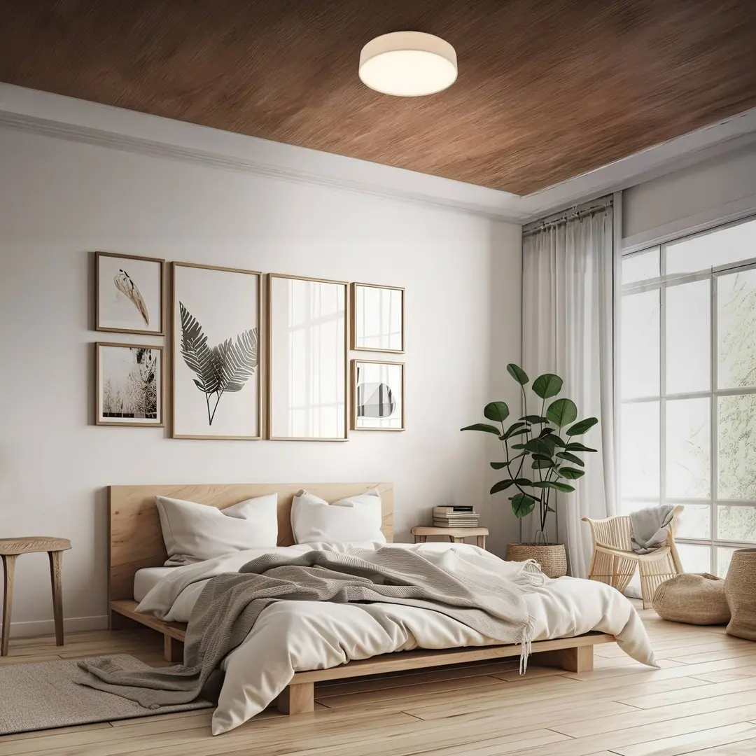 Briloner LED-Deckenleuchte Duck, beige, Ø 38 cm, Textil, 3000K