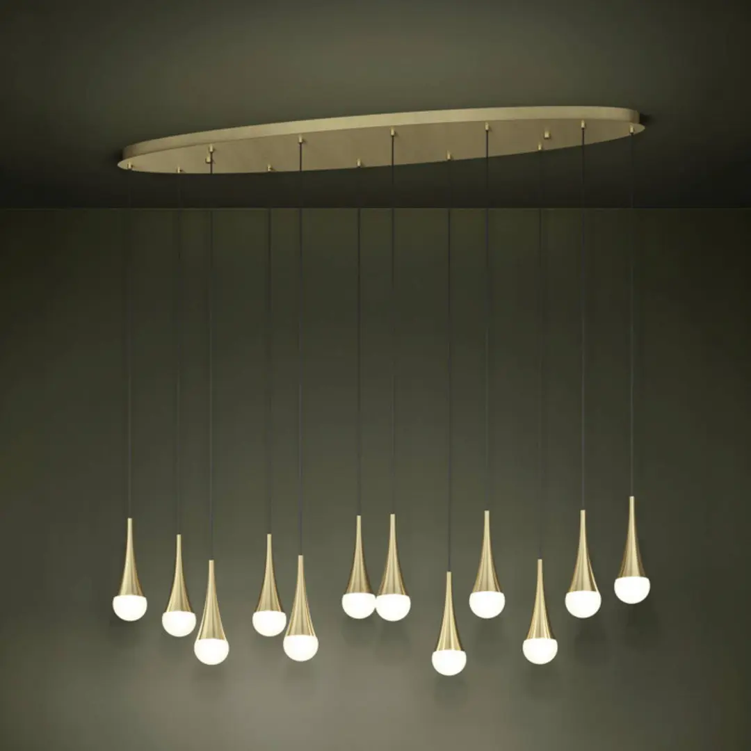Stars of Light LED-Hängelampe TARANCON messing 148 cm 12-flg