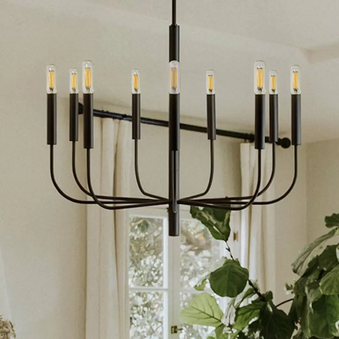 FEISS Kronleuchter Brianna, schwarz, Ø 84 cm, 9-flammig, Metall