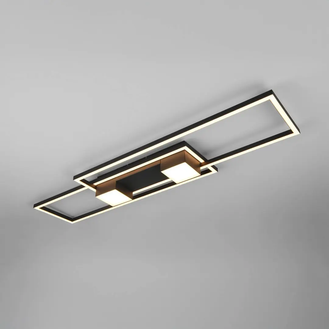 Trio Lighting LED-Deckenlampe Albany, schwarz, 100 x 28 cm Alu CCT dimmbar
