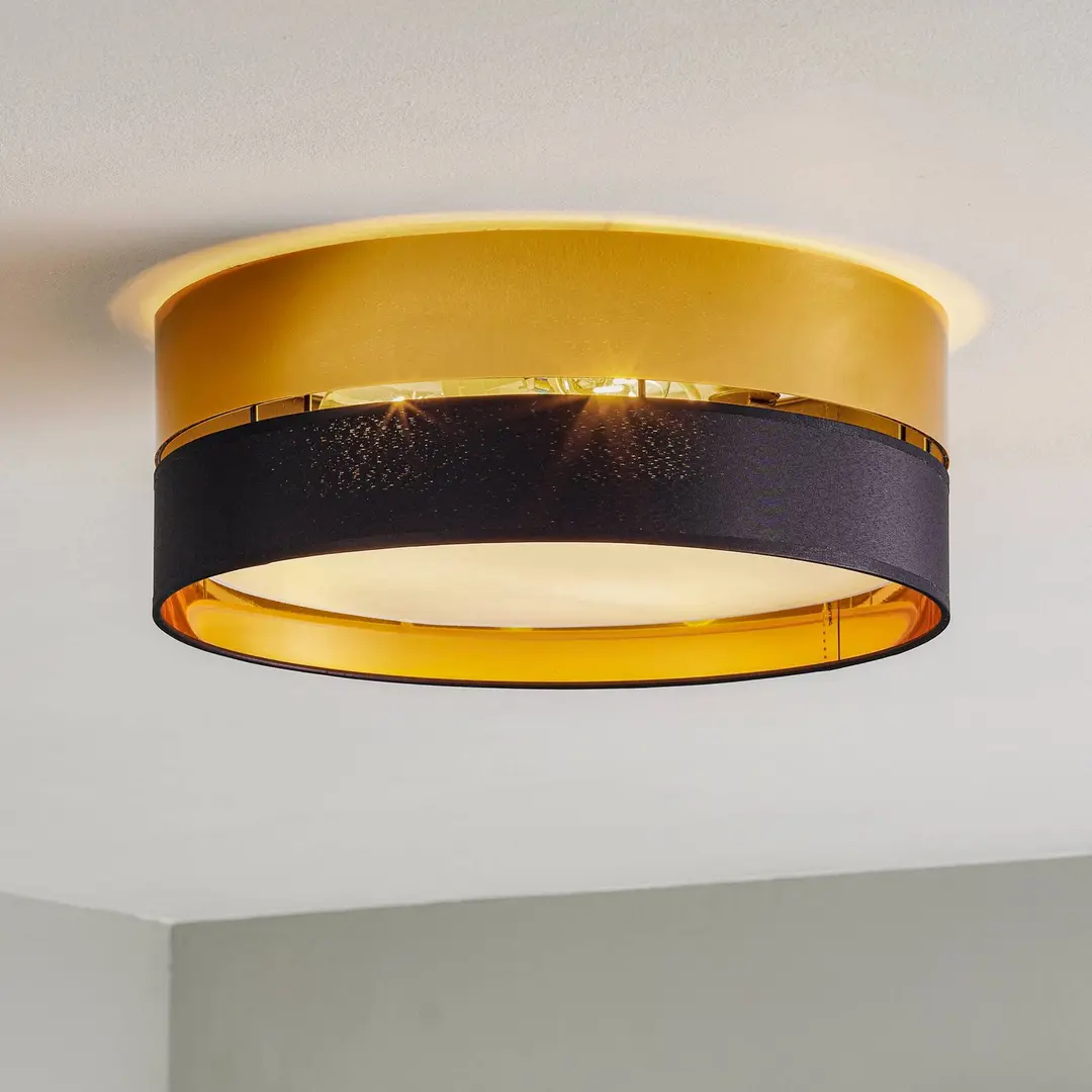 TK Lighting Deckenleuchte Hilton, schwarz/gold, Ø 45cm