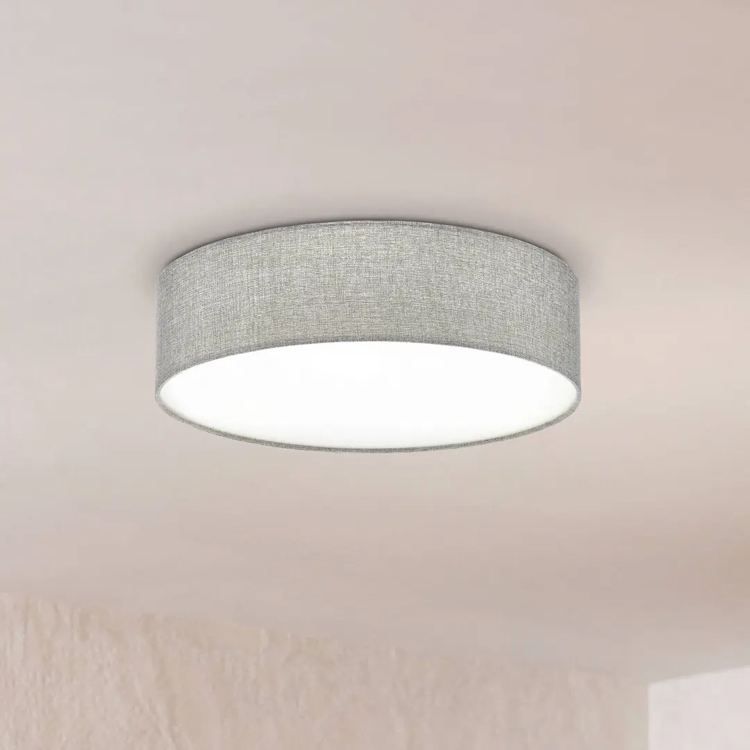 EGLO Graue Deckenlampe Pasteri mit Leinenschirm 57 cm