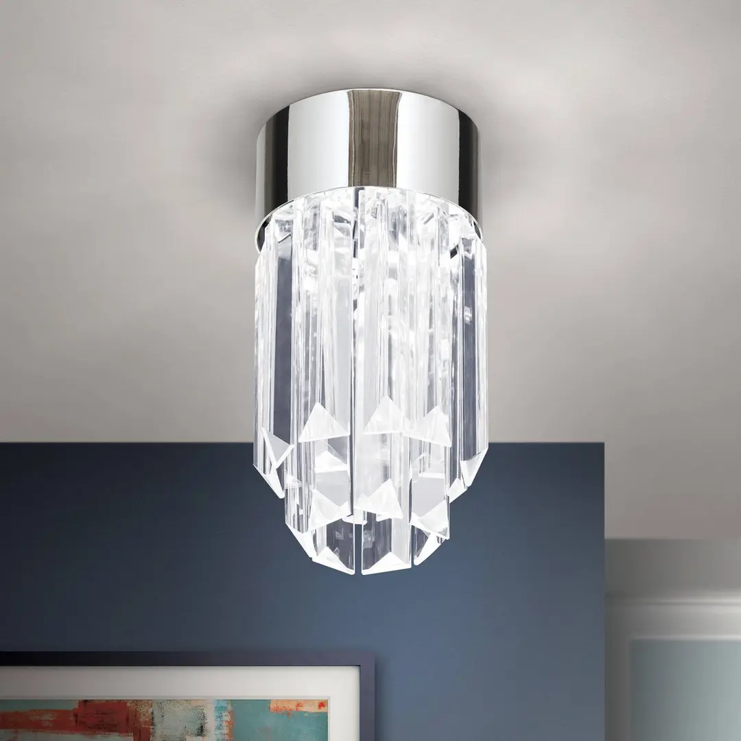Orion LED-Deckenleuchte Prism, Kristallglas, Ø10cm chrom