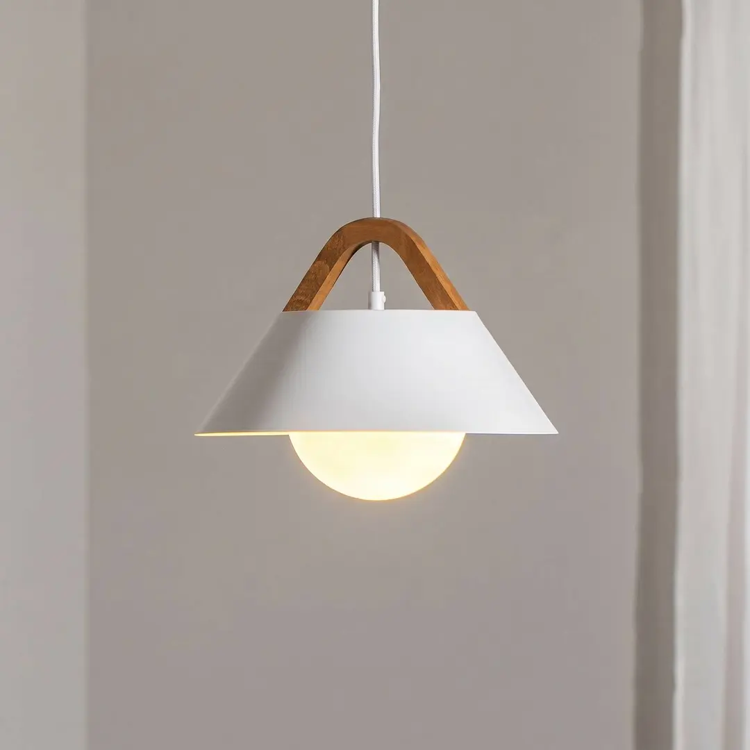 Luminex Hängeleuchte Funda, weiß, Ø 30 cm, 1-flammig, Metall/Glas