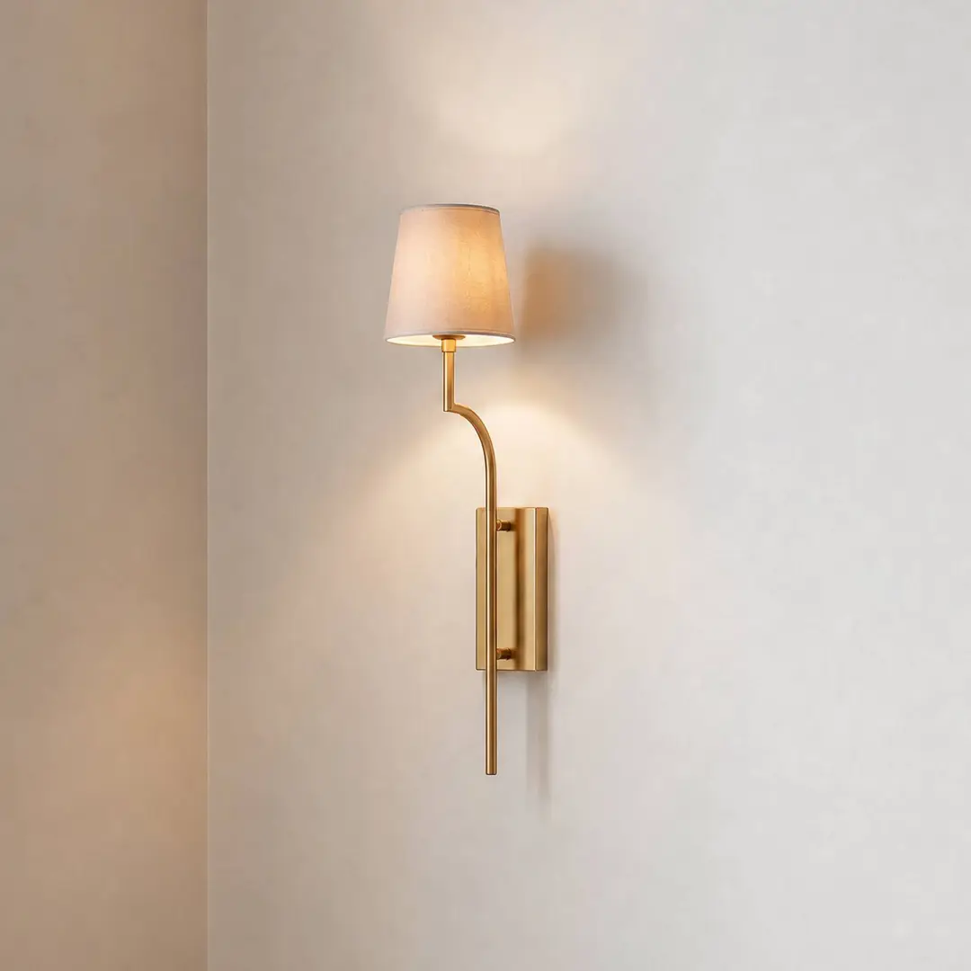 Opviq Wandlampe Lumora, weiß/gold, Höhe 72 cm, Textil/Metall, E27